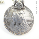 Victorian One Shilling Coin Pendant Necklace.