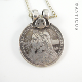 Victorian One Shilling Coin Pendant Necklace.