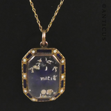 Gold  and Enamel Victorian Locket on Chain.