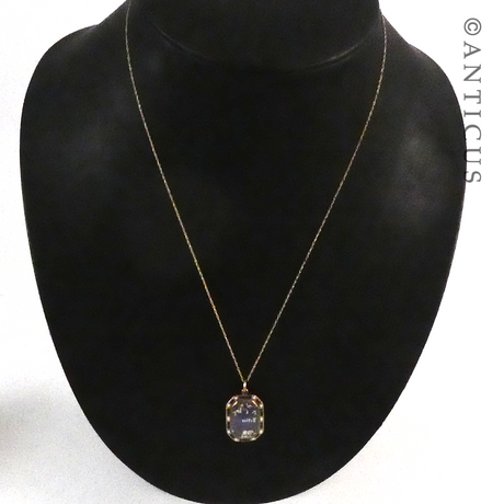 Gold  and Enamel Victorian Locket on Chain.