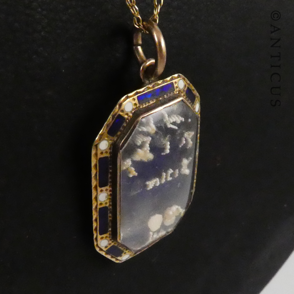 Gold  and Enamel Victorian Locket on Chain.