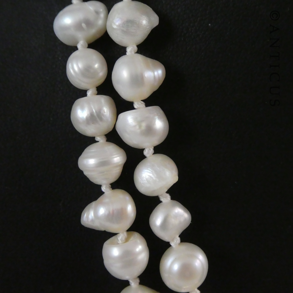 Long Freshwater Pearl Necklace & Earrings.