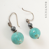 Pair Vintage Turquoise Drop Earrings.