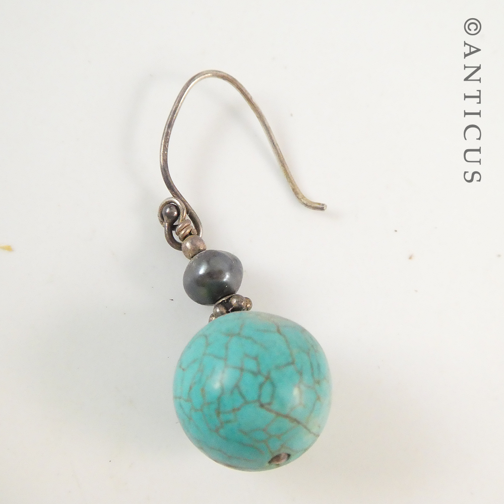 Pair Vintage Turquoise Drop Earrings.