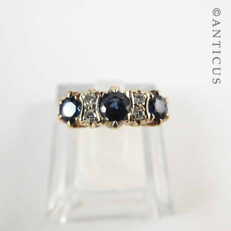 Gold, Sapphire and Diamond Bridge Ring.