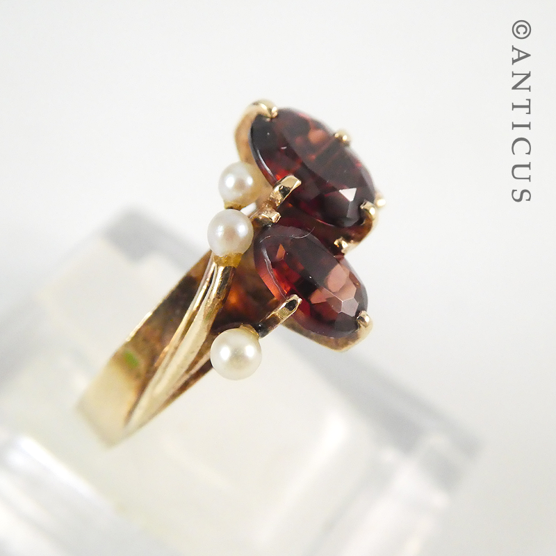 Gold, Garnet and Seed Pearl Ring.