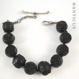 Vintage Black Rosette French Jet Bracelet.