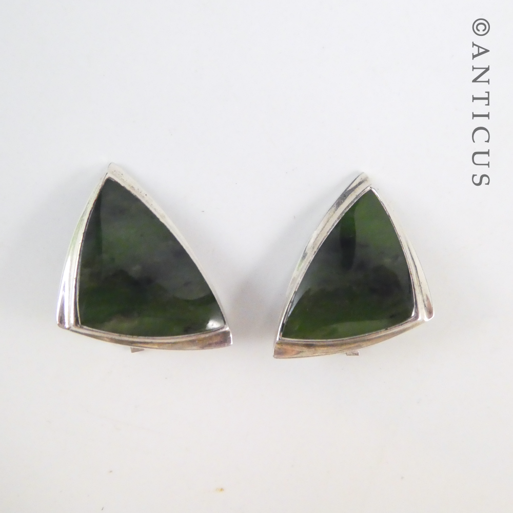 Vintage Pair of New Zealand Jade Earrings.
