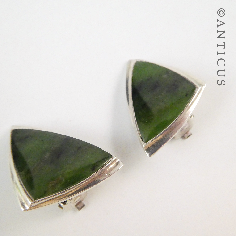 Vintage Pair of New Zealand Jade Earrings.