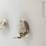 Brick-Coloured Clip Earrings with Silver Mounts.