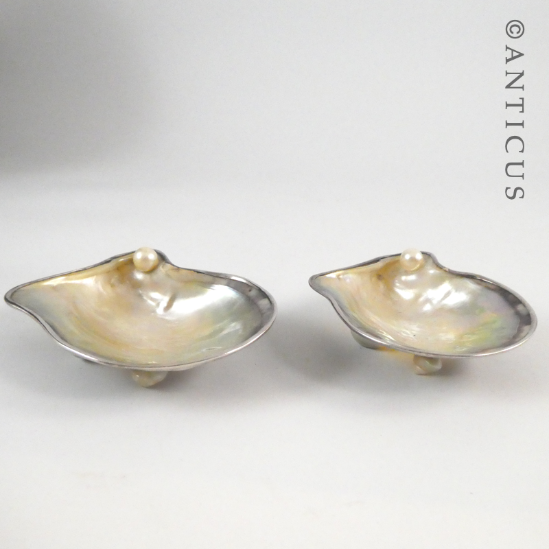 Pair of Silver and Mother of Pearl Salt Dshes.