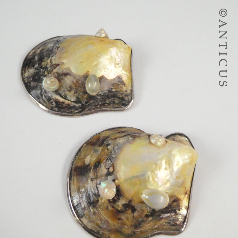 Pair of Silver and Mother of Pearl Salt Dshes.