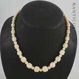 Carved Bone Early 20th Century Necklace.