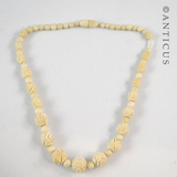 Carved Bone Early 20th Century Necklace.