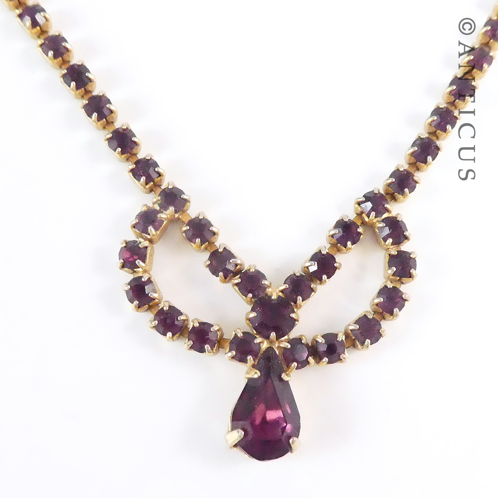Vintage Necklace, Glass or Amethyst Stones..