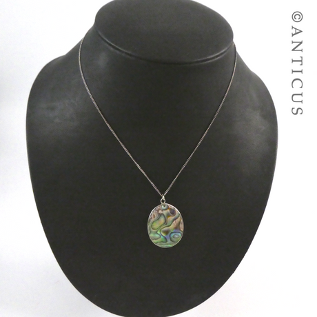 Paua and Silver Pendant on Chain.