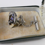Vintage Silver and Paua Kiwi Tie Pin, Boxed.