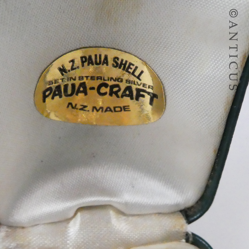 Vintage Silver and Paua Kiwi Tie Pin, Boxed.