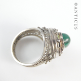 Silver Filigree, Malachite and Enamel Ring.