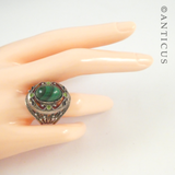 Silver Filigree, Malachite and Enamel Ring.