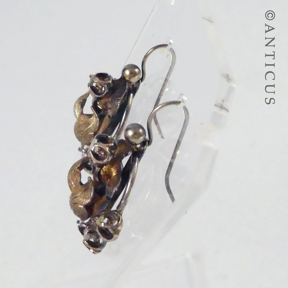 Antique Silver, Gold and Diamond Earrings.