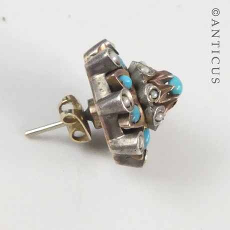 Vintage Turquoise and Pearl Stud Earrings.