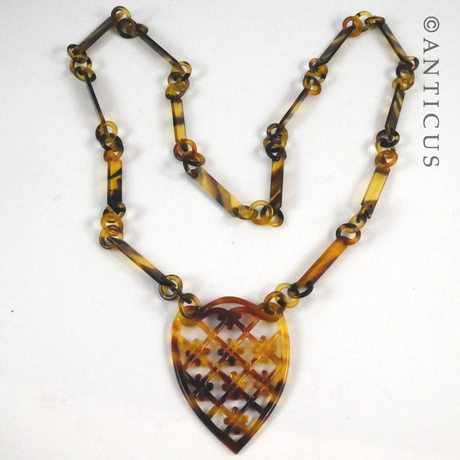 Long Vintage Tortoiseshell Necklace.