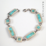 Silver Bracelet with Turquoise Panels.