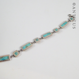 Silver Bracelet with Turquoise Panels.