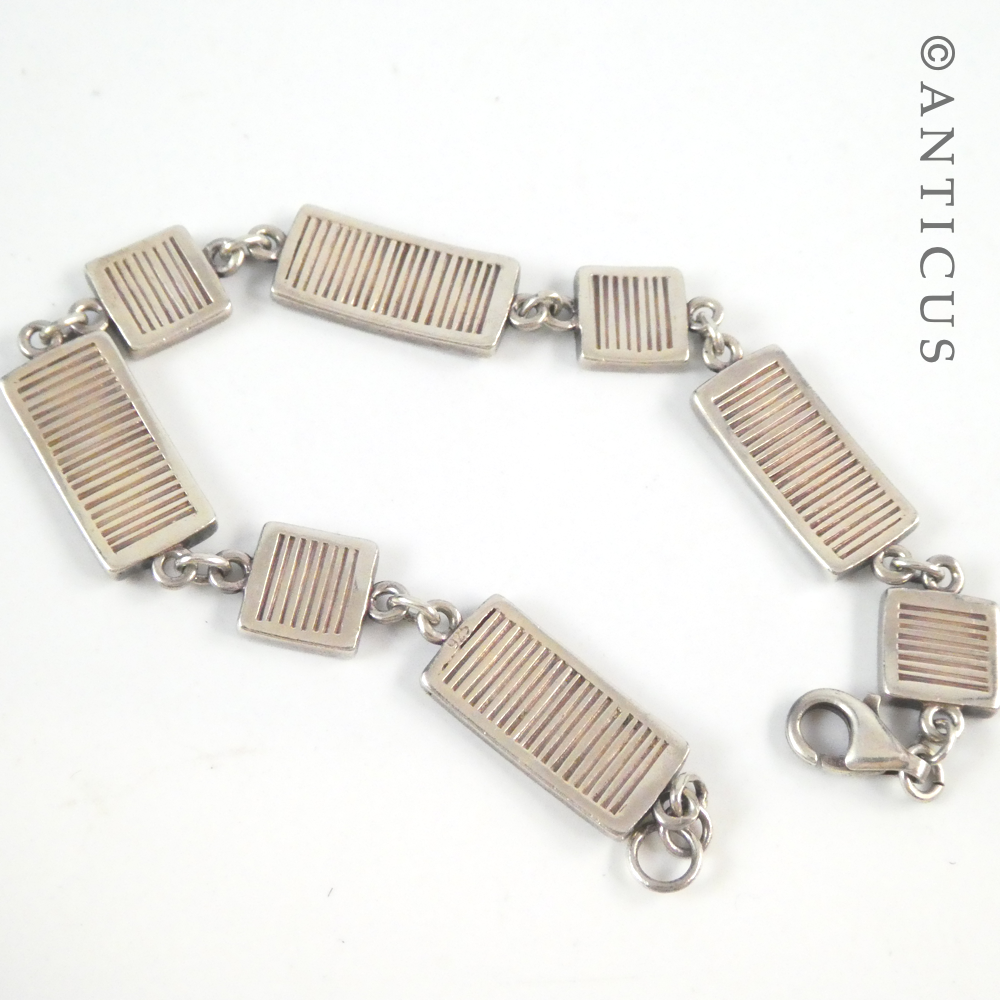 Silver Bracelet with Turquoise Panels.