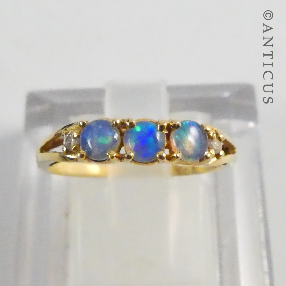 18ct Gold Opal and Diamond Ring