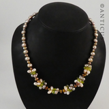 Coloured Pearls and Peridot Necklace.