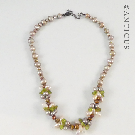 Coloured Pearls and Peridot Necklace.