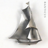 Sterling Silver Yacht Brooch.