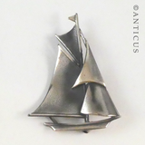 Sterling Silver Yacht Brooch.