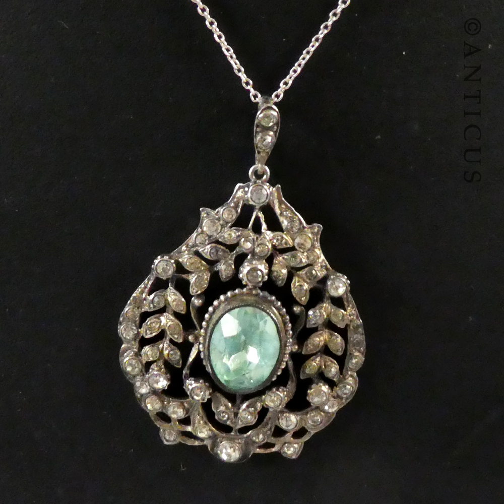 Antique Silver and Paste Diamonds Pendant.