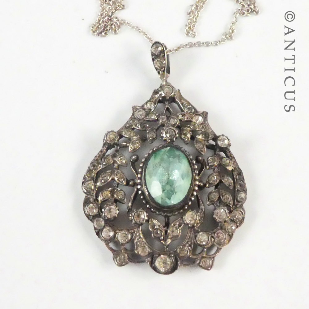 Antique Silver and Paste Diamonds Pendant.