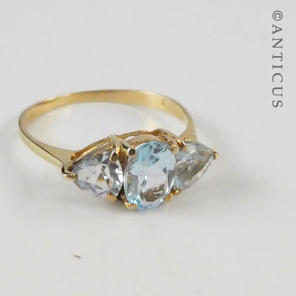 10ct Gold and Blue Topaz Ring.