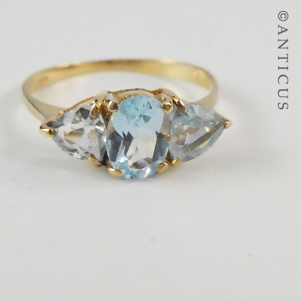 10ct Gold and Blue Topaz Ring.