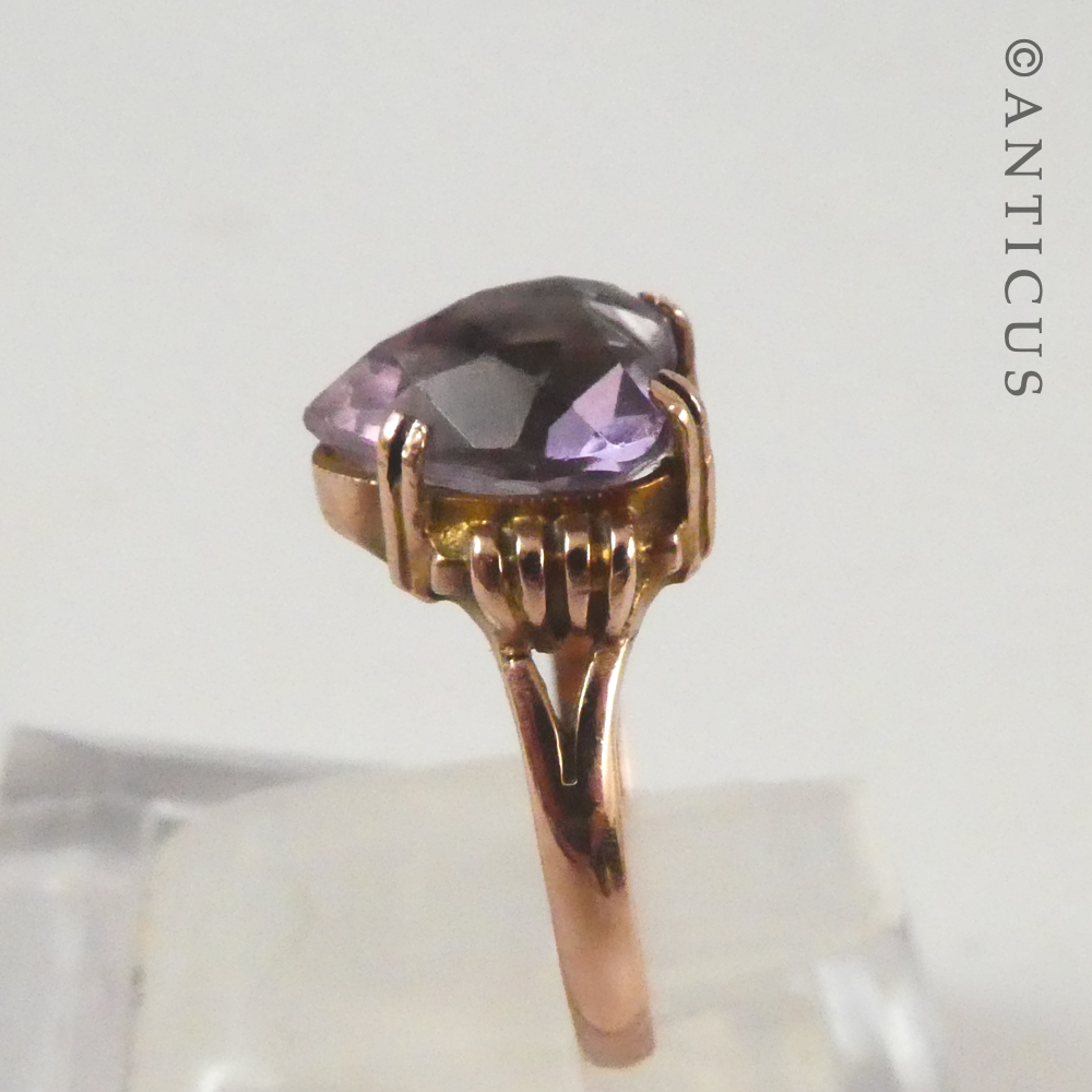 Vintage Rose Gold and Amethyst Heart Ring.