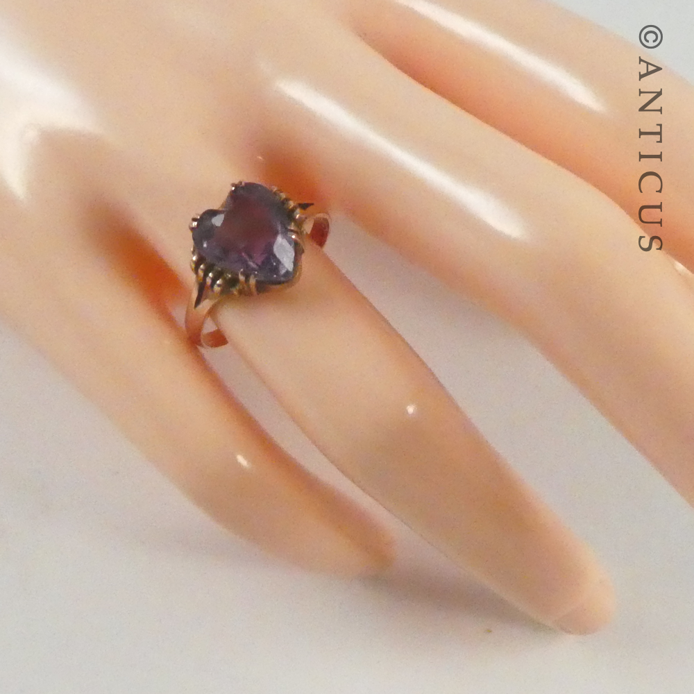 Vintage Rose Gold and Amethyst Heart Ring.