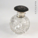 Silver and Tortoiseshell Lidded Crystal Scent Bottle.