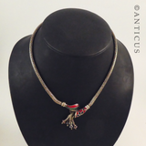 Silver Snake Chain wirh Enamel Pendant.