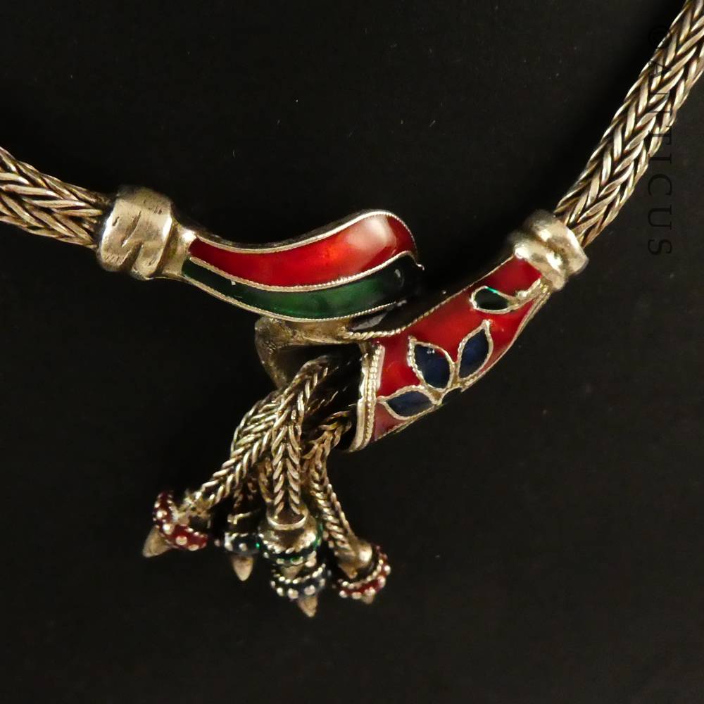 Silver Snake Chain wirh Enamel Pendant.