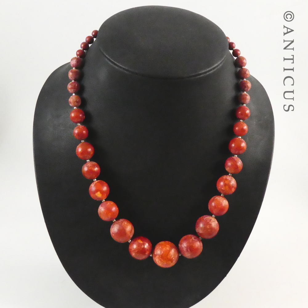 Coral Beads Graduated Necklace.