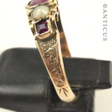 Antique Ruby and Pearl Gold Ring.