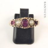 Antique Ruby and Pearl Gold Ring.