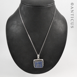 Sterling Silver and Lapis Pendant on Chain.