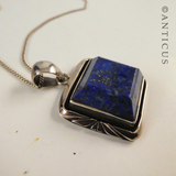 Sterling Silver and Lapis Pendant on Chain.