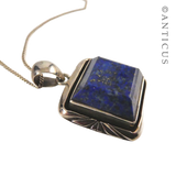 Sterling Silver and Lapis Pendant on Chain.